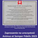 Zaproszenie na uroczystość Animus et Semperfidelis 2023