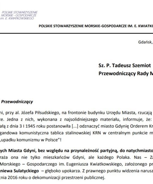 Skandaliczne stalinowskie “upamiętnienie” na budynku Urzędu Miasta Gdyni