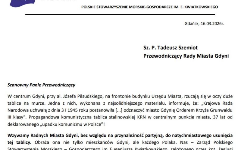 Skandaliczne stalinowskie “upamiętnienie” na budynku Urzędu Miasta Gdyni